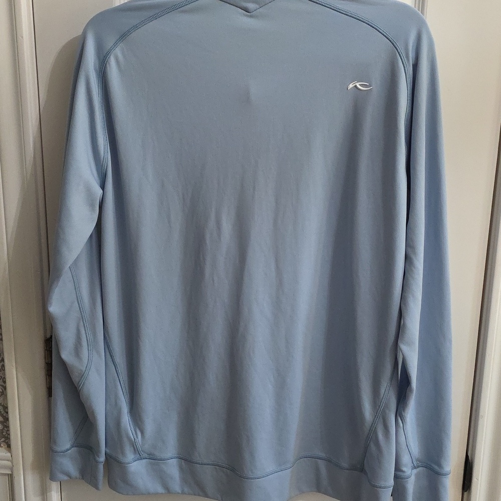 KJUS Keano Half-Zip Blue Fog Golf Mid Layer SPF Protector Men's Size Medium - Picture 12 of 14